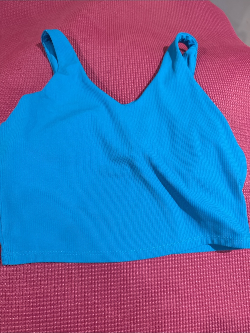 all in motion Bright Blue Ribbed V-Neck Crop Tank